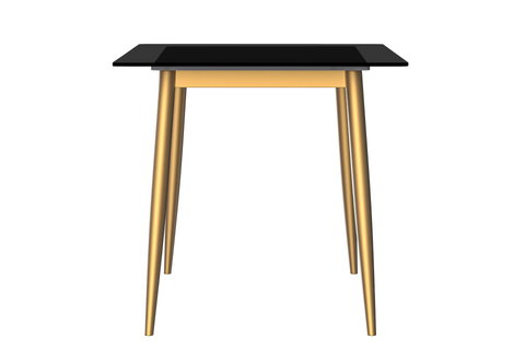 Zayle Modern Dining Table with a Rectangular Glass/Stone Tabletop in Steel