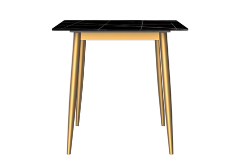 Zayle Modern Rectangular Dining Table with Glass/Stone Tabletop and Gold Steel Base