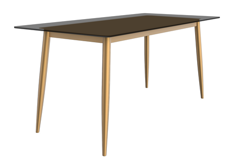 Zayle Modern Dining Table with a Rectangular Glass/Stone Tabletop in Steel