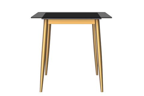 Zayle Modern Rectangular Dining Table with Glass/Stone Tabletop and Gold Steel Base