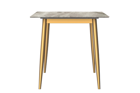 Zayle Modern Dining Table with a Rectangular Glass/Stone Tabletop in Steel