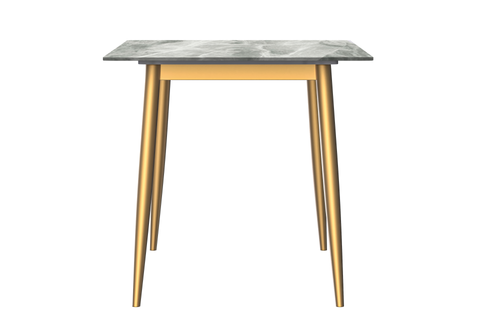 Zayle Modern Dining Table with a Rectangular Glass/Stone Tabletop in Steel