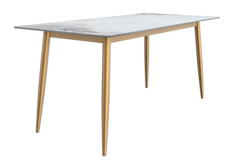 Zayle Modern Dining Table with a Rectangular Glass/Stone Tabletop in Steel