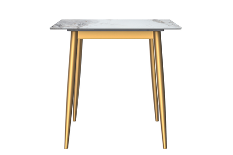 Zayle Modern Dining Table with a Rectangular Glass/Stone Tabletop in Steel