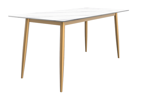 Zayle Modern Dining Table with a Rectangular Glass/Stone Tabletop in Steel