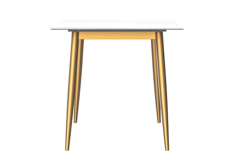 Zayle Modern Dining Table with a Rectangular Glass/Stone Tabletop in Steel