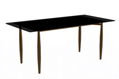 Zinti Rectangular Dining Table with Glass/Sintered Stone Tabletop and Steel Base