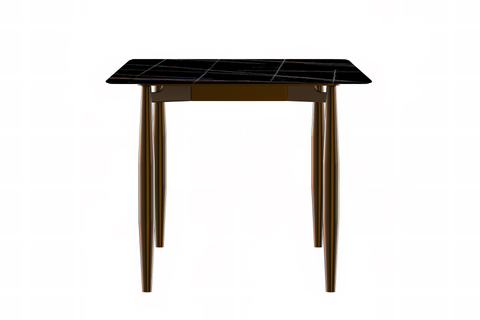 Zayle Modern Dining Table with a Rectangular Glass/Stone Tabletop in Steel