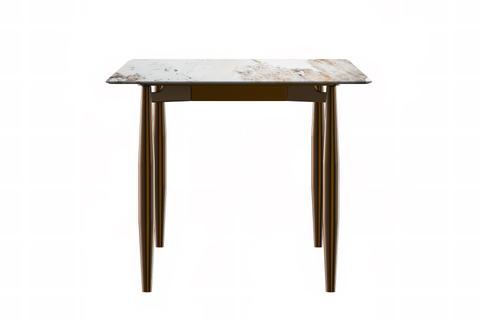 Zayle Modern Dining Table with a Rectangular Glass/Stone Tabletop in Steel