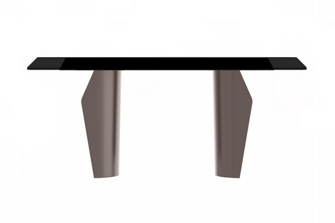 Zelan Dining Table with Rectangular Glass/Sintered Stone Tabletop and Steel Legs