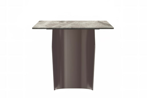 Zelan Dining Table with Rectangular Glass or Sintered Stone Tabletop and Steel Legs