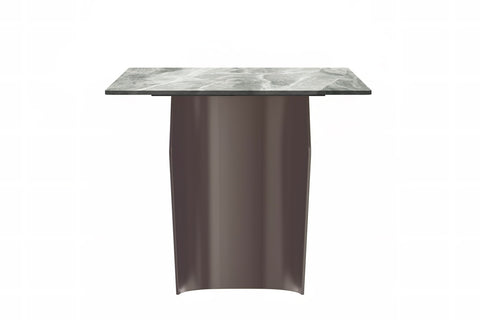 Zelan Dining Table with Rectangular Glass or Sintered Stone Tabletop and Steel Legs